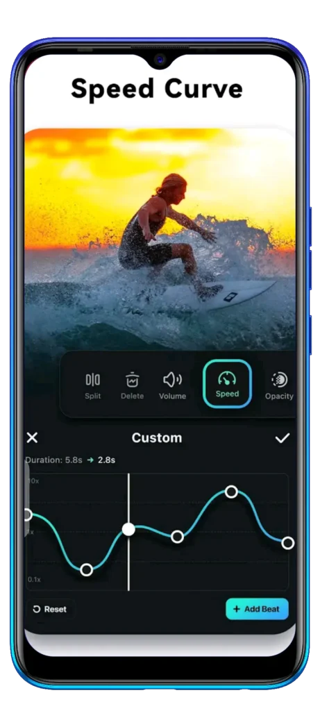 Speed Adjustment tool oF the Filmora Premium MOD APK