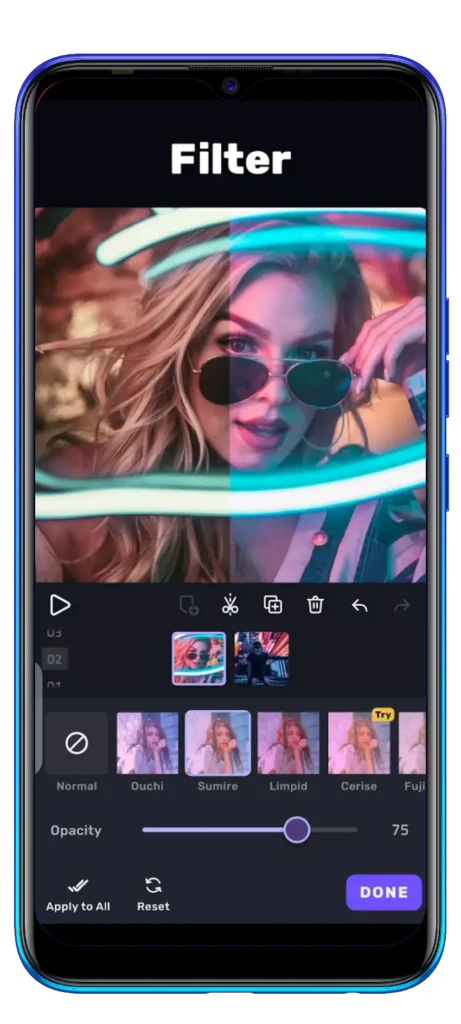 VivaCut MOD APK filters and effects